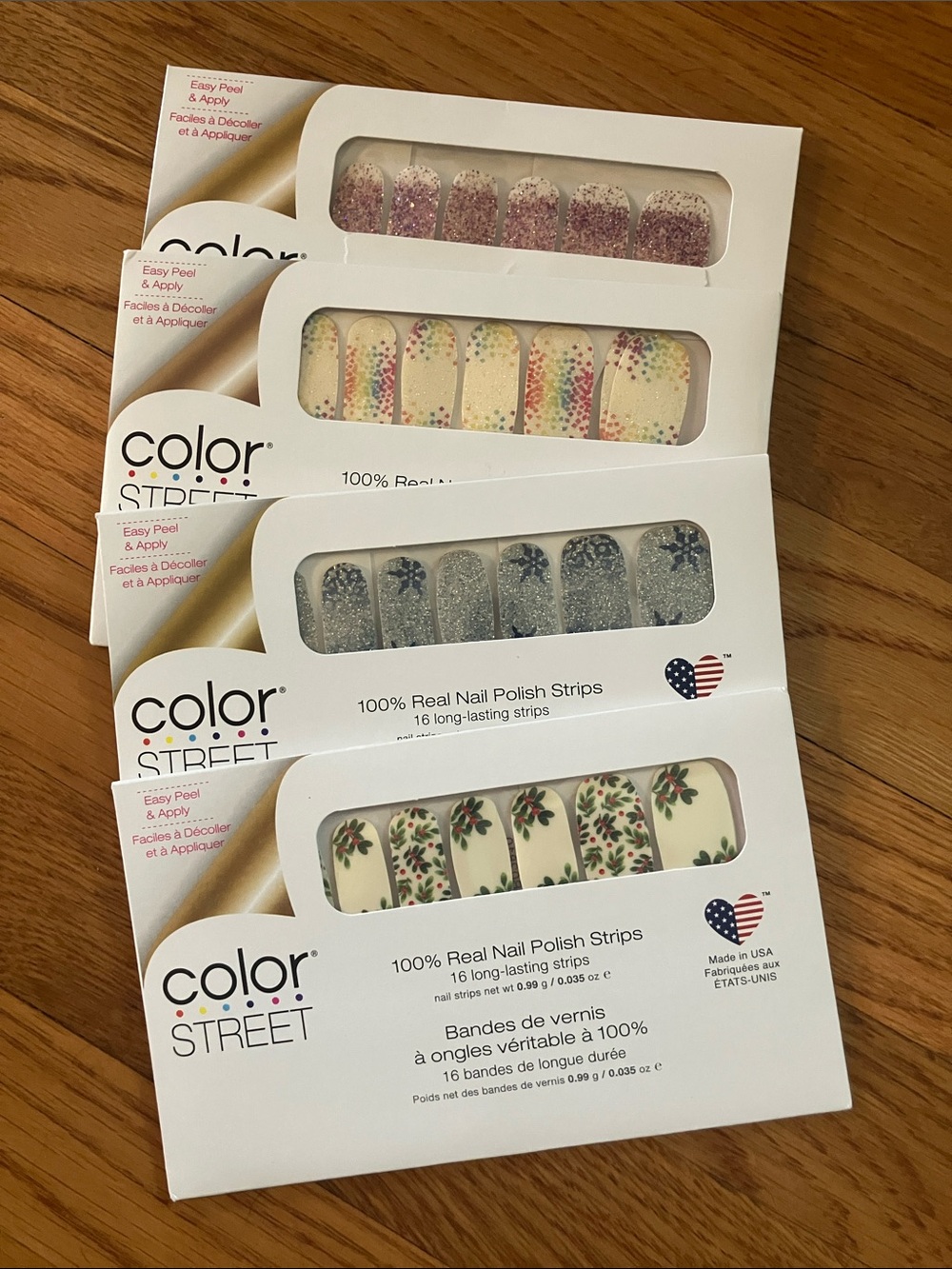 Color Street Floral & Glitter Nail Strips — Cream, Pink, Purple, Green, Blue